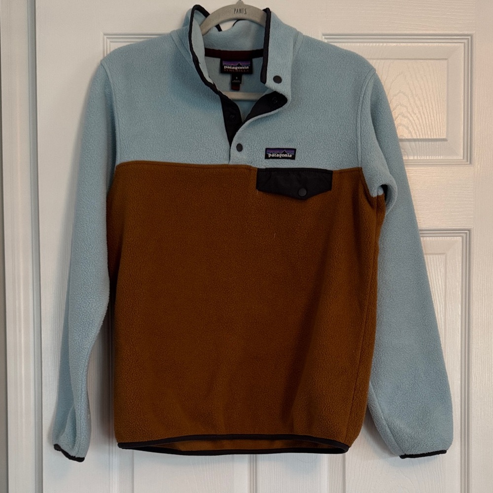 Patagonia Sunchilla Light Blue and Brown Fleece great condition